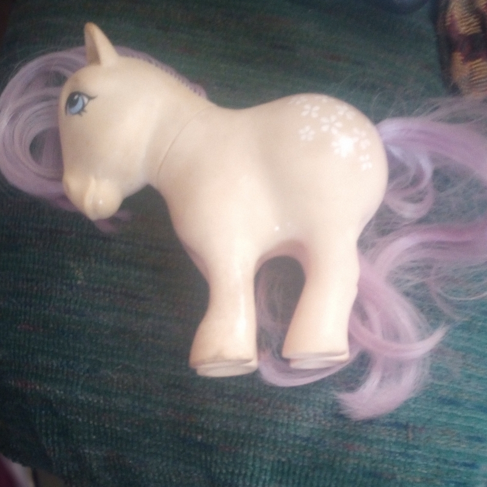 Cream and Purple Toy Pony